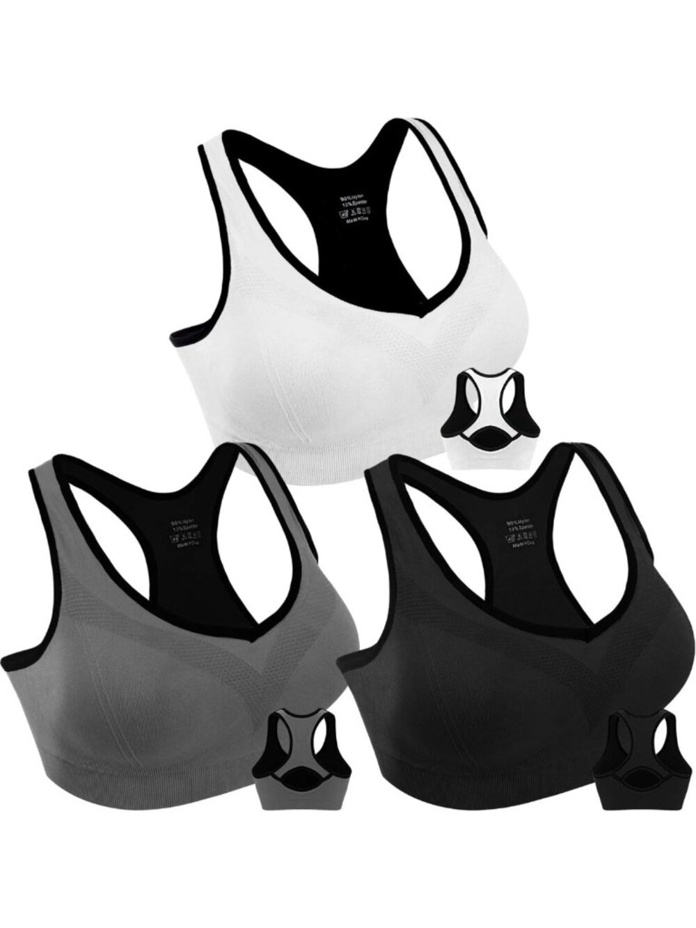 High Impact Racerback Sports Bras for Women - Double Couple Workout Support